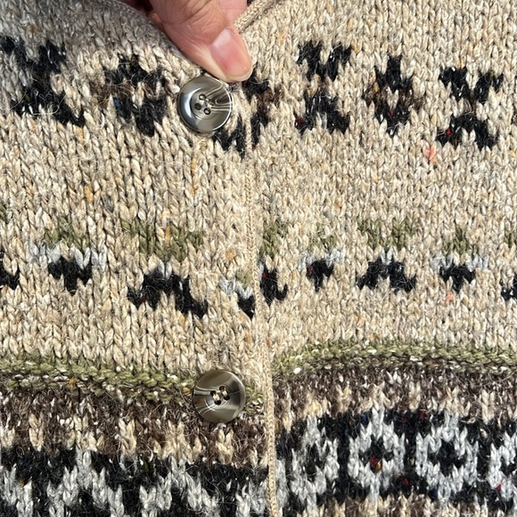 Vintage Fair Isle Cabincore Grandpa Grandma Neutral Cozy Oversized Cardigan M - Picture 6 of 14